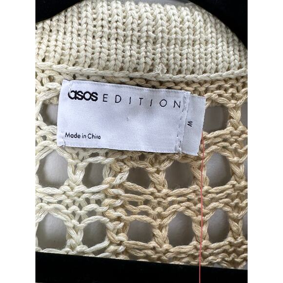 ASOS EDITION NEW Knit Oversized Short Sleeve Shirt in Tonal Cream size Medium - Picture 6 of 7